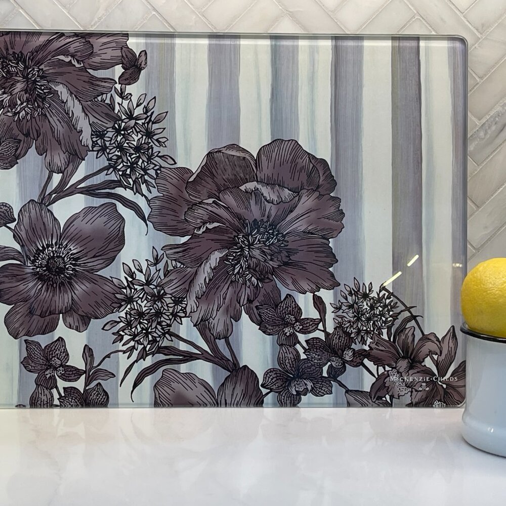 MacKenzie-Childs Sterling Garden Glass Worktop Saver / Serving Board